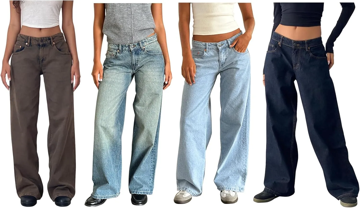 Womens Jeans High Waisted Straight Wide Leg Baggy Jeans Y2k Boyfriend Vintage Washed Loose Denim Pants Streetwear