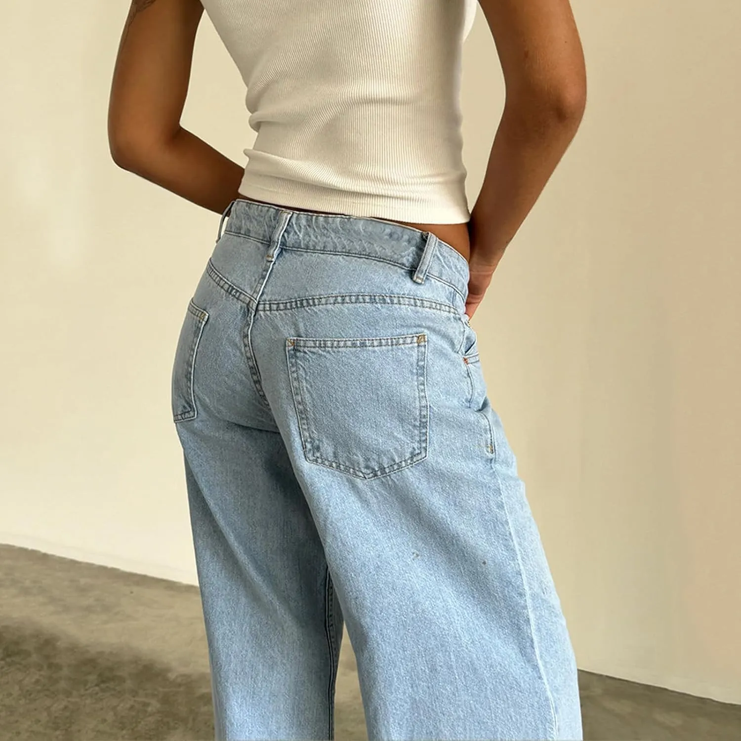 Womens Jeans High Waisted Straight Wide Leg Baggy Jeans Y2k Boyfriend Vintage Washed Loose Denim Pants Streetwear