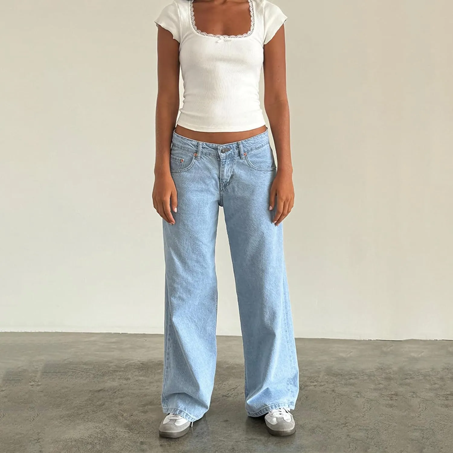 Womens Jeans High Waisted Straight Wide Leg Baggy Jeans Y2k Boyfriend Vintage Washed Loose Denim Pants Streetwear