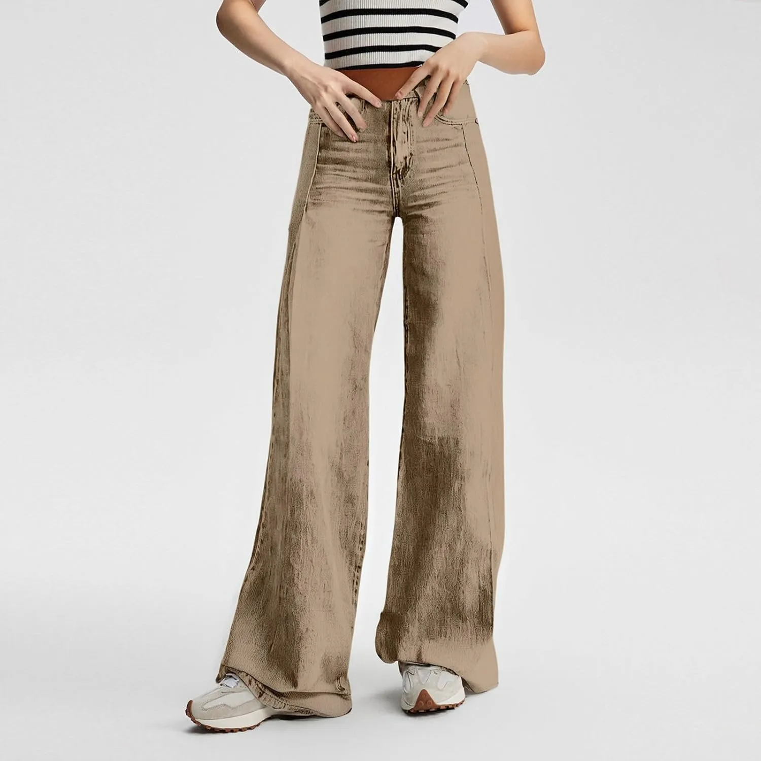 Womens Jeans, Plus Size Sweatpants High Waisted Jeans Wide Leg Denim Pants