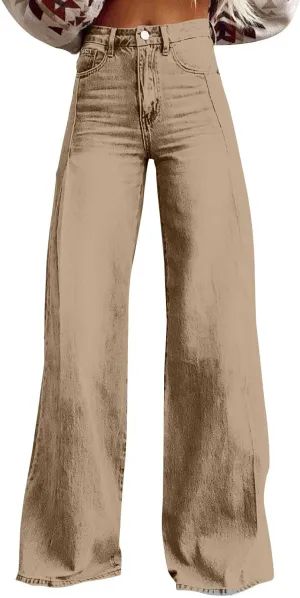 Womens Jeans, Plus Size Sweatpants High Waisted Jeans Wide Leg Denim Pants