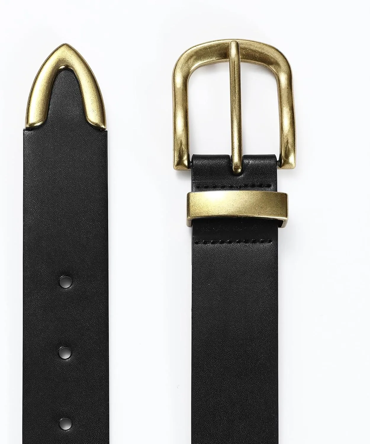 Women's Leather Belts with Gold Buckle Fashion Leather Waist Belt Elegant Ladies Belts for Jeans Dress & Casual Wear