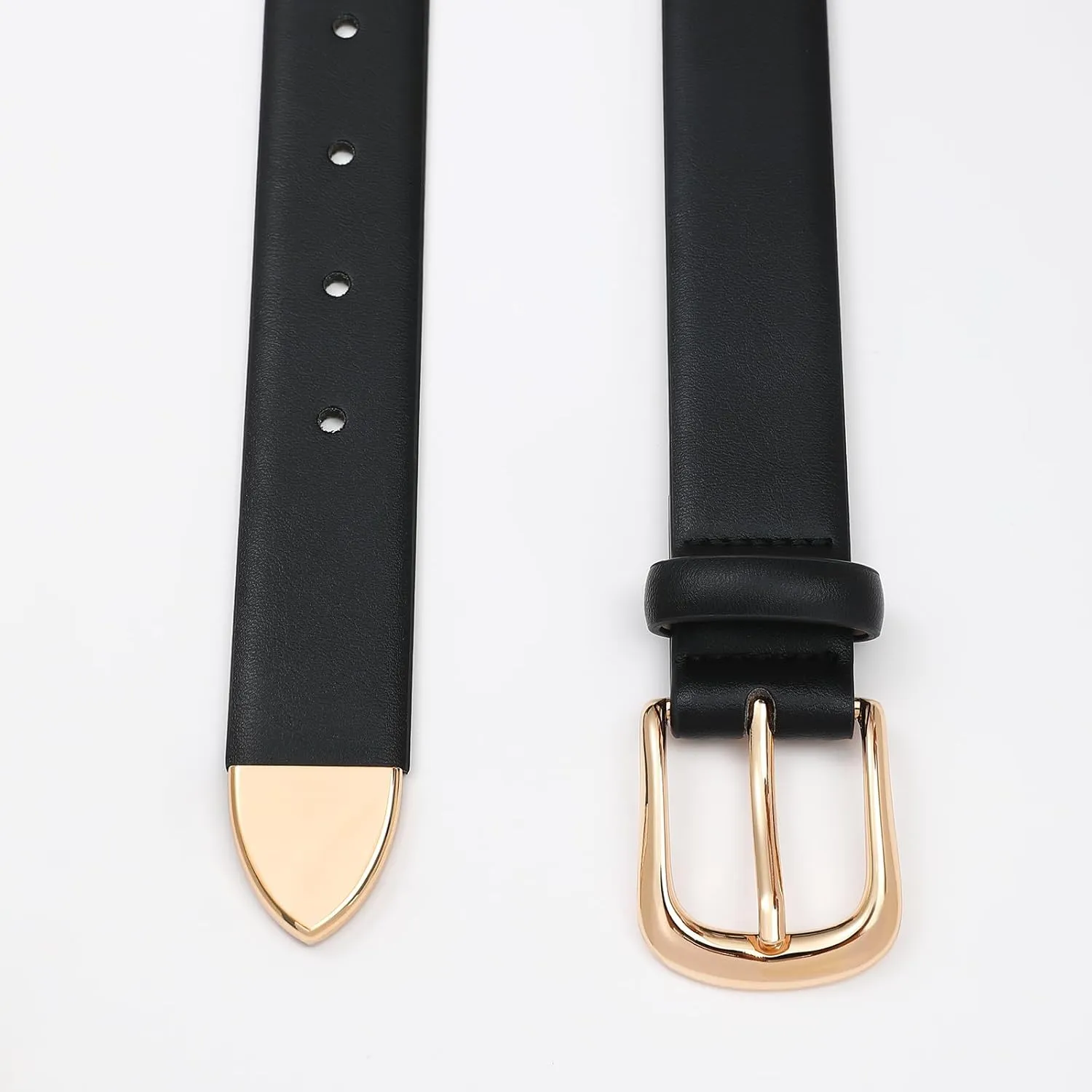 Women's Leather Belts with Gold Buckle Fashion Leather Waist Belt Elegant Ladies Belts for Jeans Dress & Casual Wear