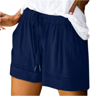 Womens Lounge Shorts Casual Drawstring Short Pants Summer Elastic Waist Casual Lightweight Shorts with Pockets