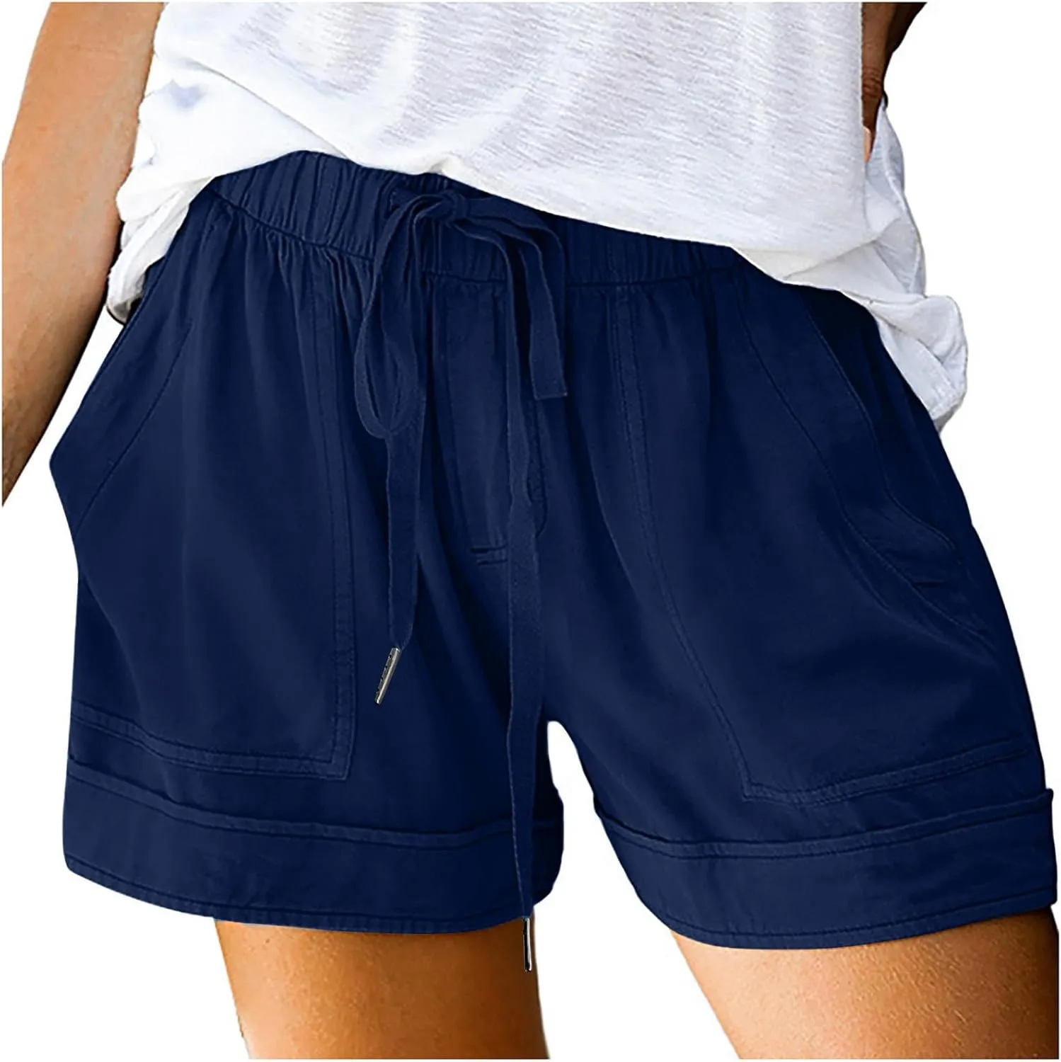 Womens Lounge Shorts Casual Drawstring Short Pants Summer Elastic Waist Casual Lightweight Shorts with Pockets