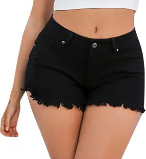Womens Low Rise Jean Shorts Sexy Cute Ripped Booty Shorts Casual Summer Stretch Mini Shorts Low Waisted Denim Shorts