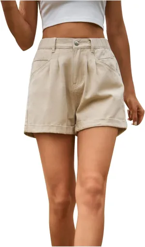 Womens Mini Jeans Shorts Summer 2024 Casual Bermuda High Waisted Shorts Fashion Button Zipper Stretchy Denim Shorts