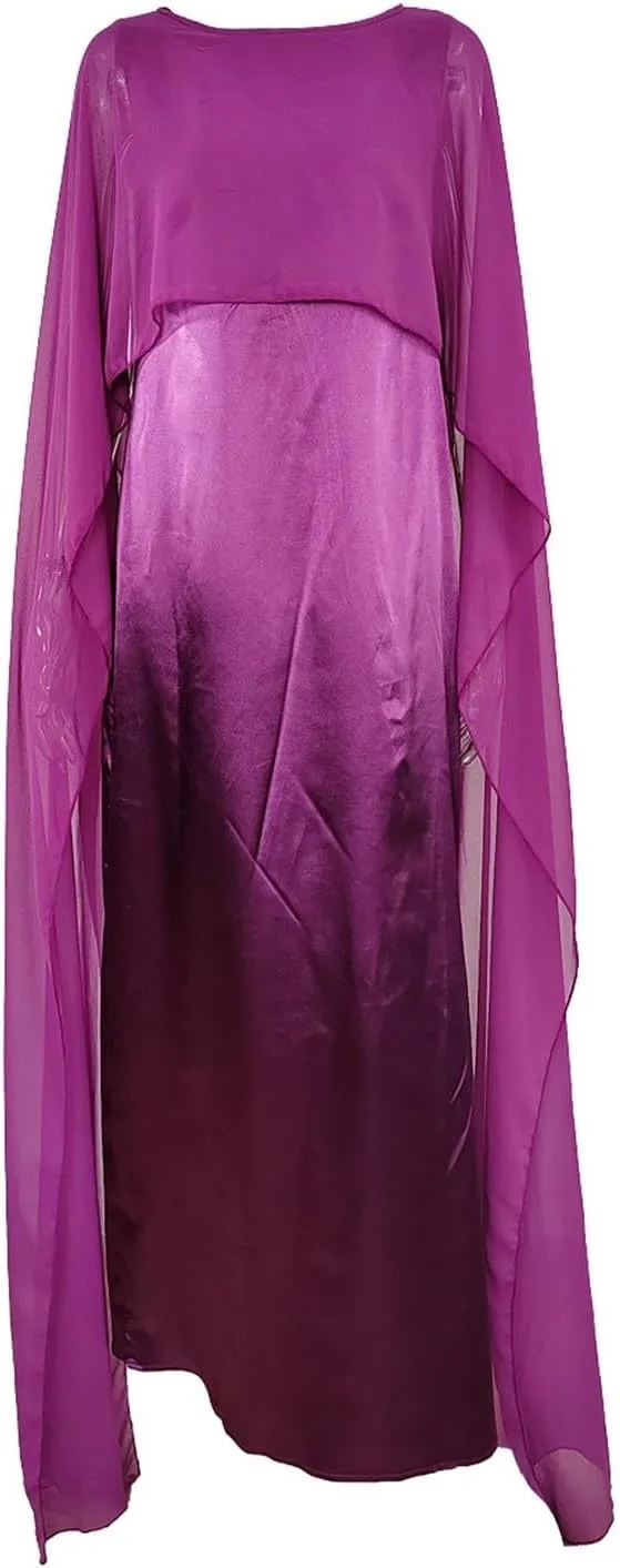 Women's Muslim Chiffon Dress Round Neck Loose Swing Middle Eastern Robe Maxi Long Dresses Fashion Bat Sleeves Dress