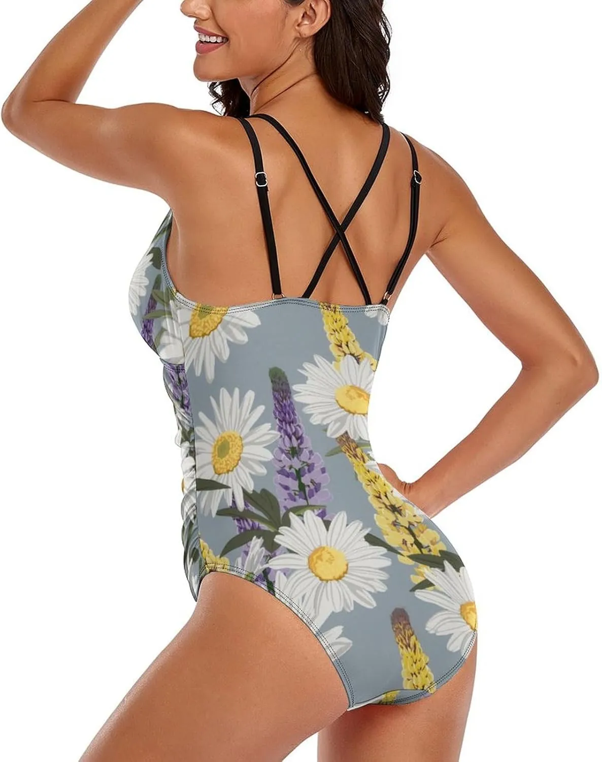 Women's One Piece Swimsuit Spaghetti Strap Tummy Control Chamomile Lavender Esthetic Full Coverage Bathing Suits