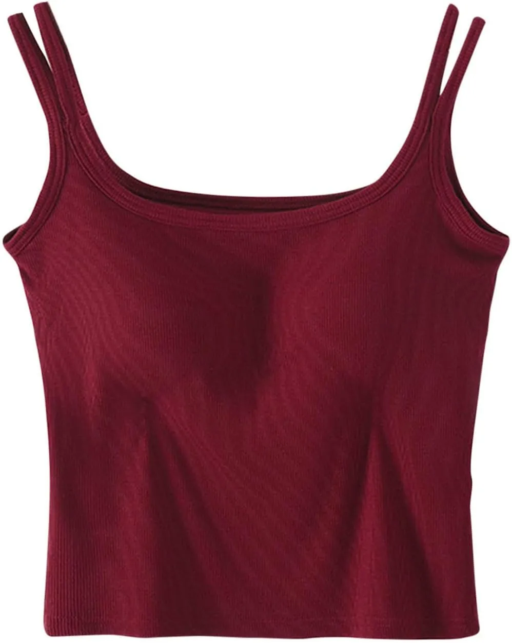 Womens Ribbed Longline Sports Bra U Neck Padded Yoga Cami Shirts Sleeveless Workout Crop Tank Top with Built in Pads