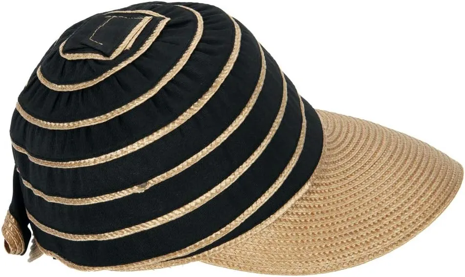 Women's Ribbon Bow Accented Polyester Braid Large Brim Sun Hat