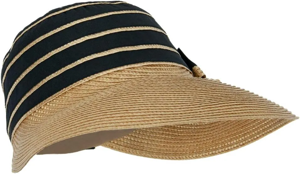 Women's Ribbon Bow Accented Polyester Braid Large Brim Sun Hat