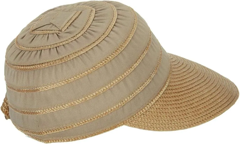 Women's Ribbon Bow Accented Polyester Braid Large Brim Sun Hat