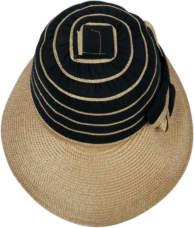 Women's Ribbon Bow Accented Polyester Braid Large Brim Sun Hat