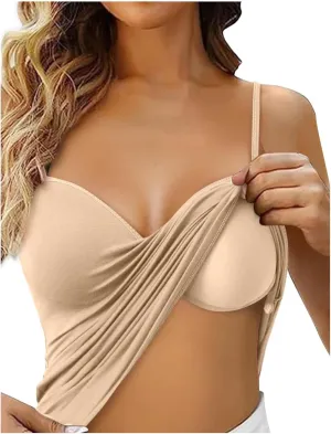 Womens Shelf Bra Tank Tops Racerback High Neck Longline Sports Bras Padded Workout Crop Tank Tops with Built in Pads