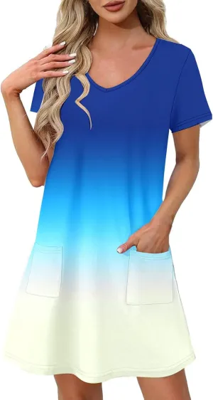 Women's Short Sleeve V-Neck Summer Dresses 2025 Floral Printed Short Party Dress 2025