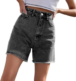 Womens Shorts Casual Trendy 2024 Summer Denim Shorts High Waisted Stretchy Frayed Raw Hem Jean Shorts Classic Shorts