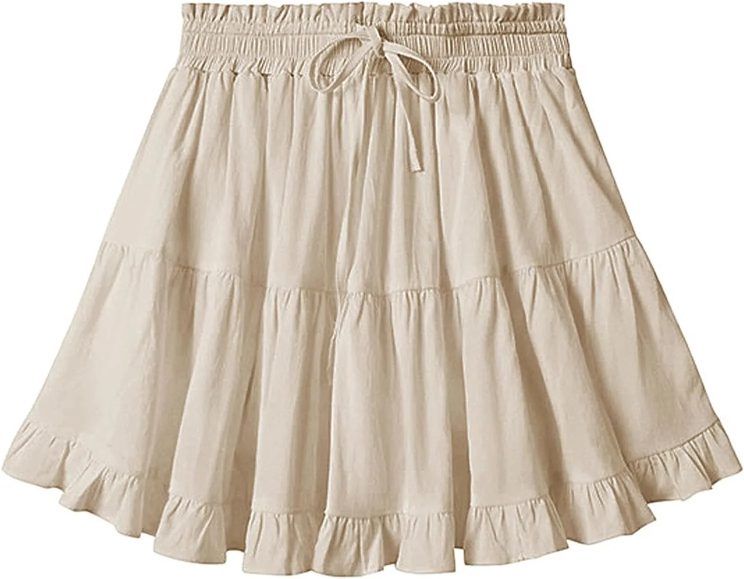 Womens Summer Ruffle Flowy Tiered Skirt Cute High Waist Beach Boho Vacation Tennis Skirts Built-in Shorts Retro Skort