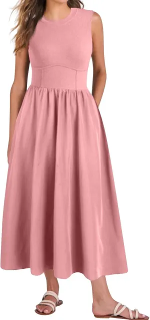 Womens Sundress Tank Top Summer Boho Dress Pleated Wrap Dress Plus Size Sleeveless Western Ruched Dresses with Pockets
