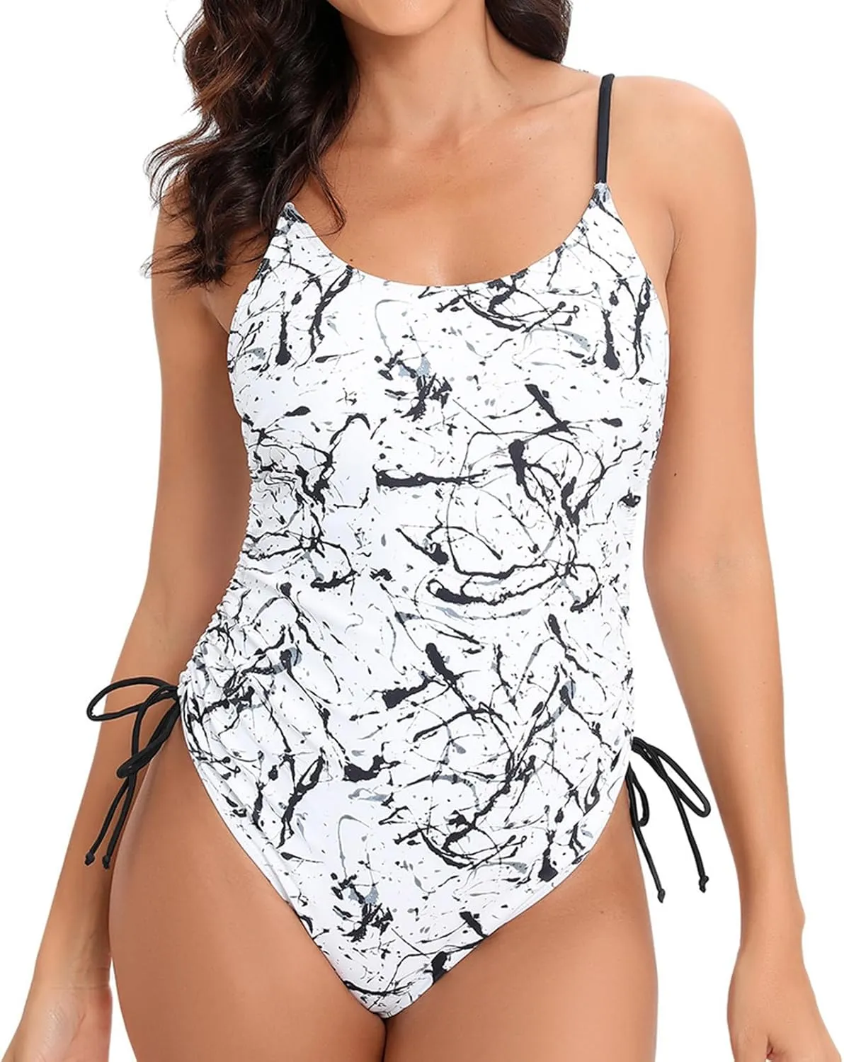 Women's Swimsuit One Piece Bathing Suits Full Coverage Swim Suit V Neck Tummy Control Swimwear