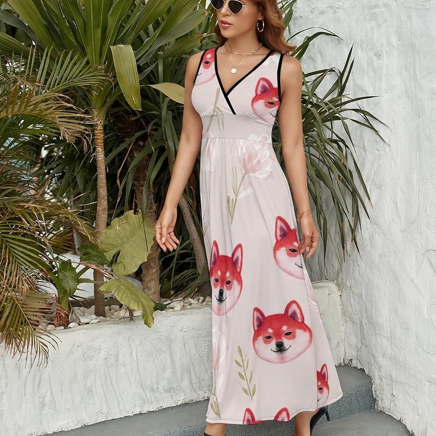 Women's Wrap Sleeveless Flowy Long Dress for Party Beach Date
