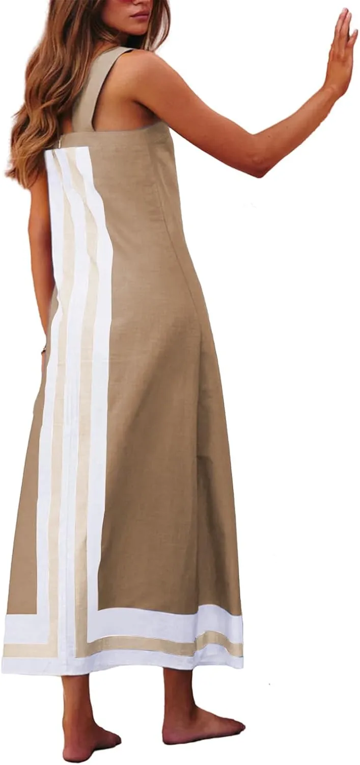 Womne's Dresses Casual Loose Fit Sleeveless Vacation Maxi Dress Fashion Trendy Dressy Dress Summer Sundress 2025