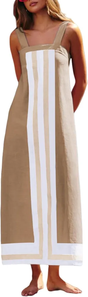Womne's Dresses Casual Loose Fit Sleeveless Vacation Maxi Dress Fashion Trendy Dressy Dress Summer Sundress 2025