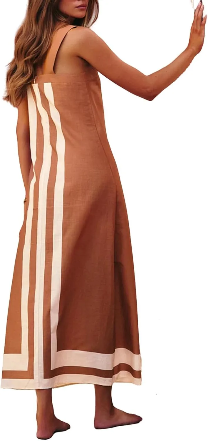 Womne's Dresses Casual Loose Fit Sleeveless Vacation Maxi Dress Fashion Trendy Dressy Dress Summer Sundress 2025