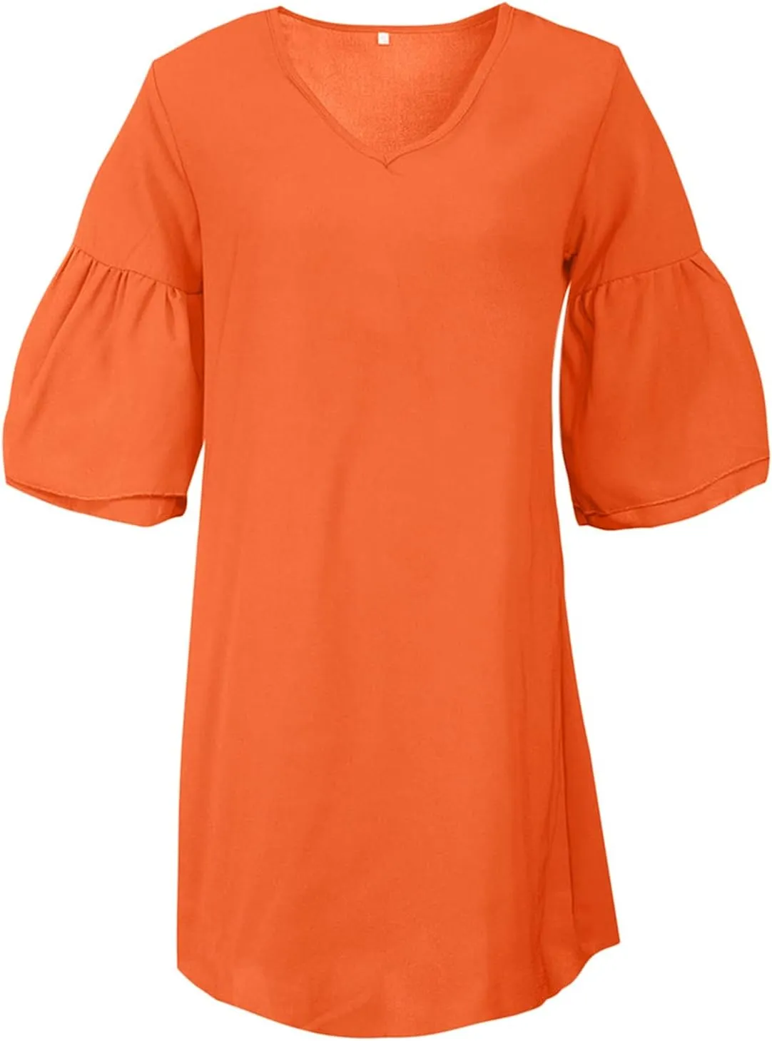 WUAI Summer Dresses for Women Short Sleeve Loose Pleated Loose Swing Casual Flare Shift Dress