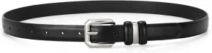 XZQTIVE Women Leather Belt for Jeans Pants Dresses Fashion Ladies Skinny Leather Belt with Silver Buckle