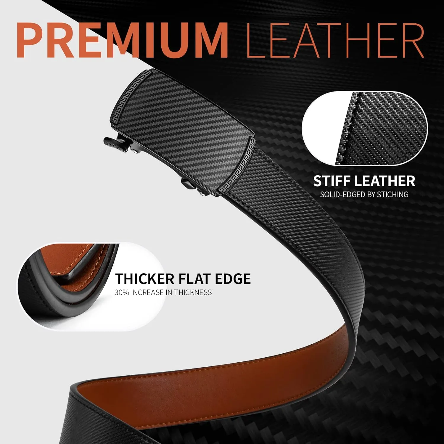 Zitahli Ratchet Belt for Men,Upgraded Tail Hidden Design mens belt Leather for Dress Pant Shirt Oxfords,Micro Adjustable
