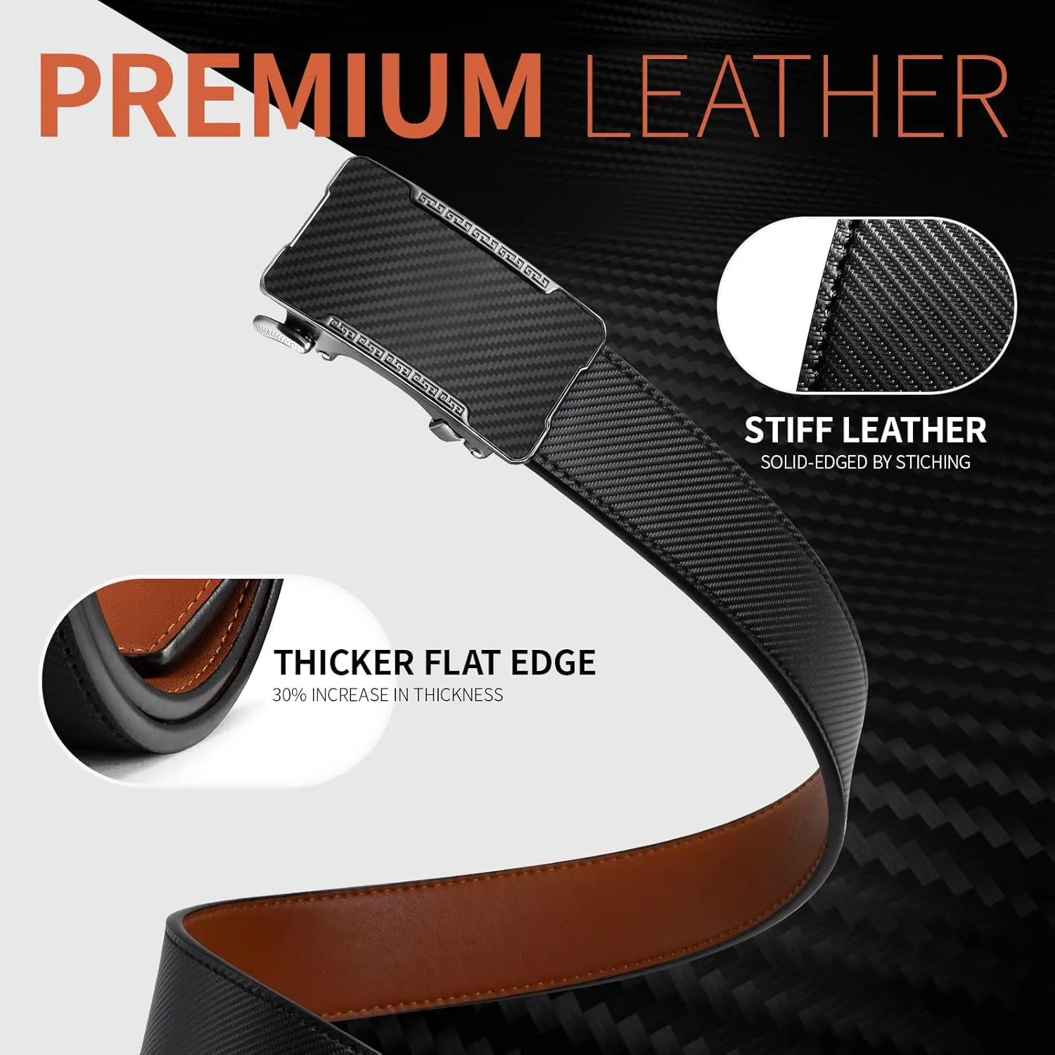 Zitahli Ratchet Belt for Men,Upgraded Tail Hidden Design mens belt Leather for Dress Pant Shirt Oxfords,Micro Adjustable