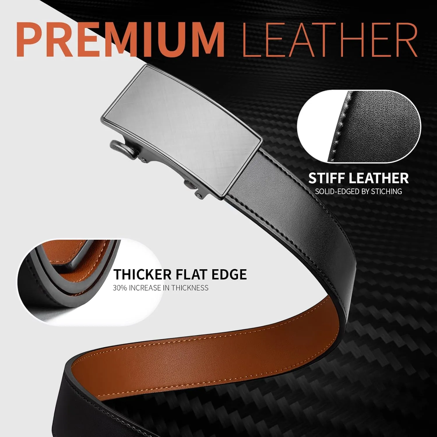 Zitahli Ratchet Belt for Men,Upgraded Tail Hidden Design mens belt Leather for Dress Pant Shirt Oxfords,Micro Adjustable