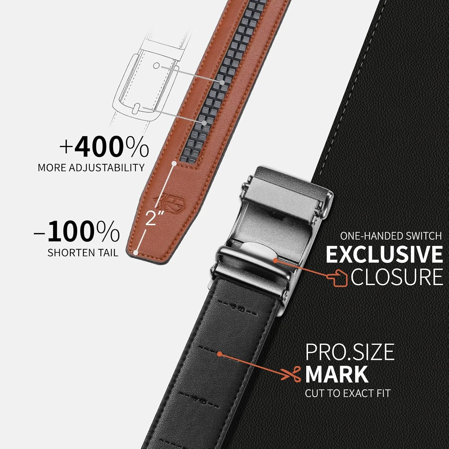 Zitahli Ratchet Belt for Men,Upgraded Tail Hidden Design mens belt Leather for Dress Pant Shirt Oxfords,Micro Adjustable
